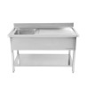 Sukeldu 1 pesuga koos seljatoe ja riiuliga - L 1400 x S 600 mm - Dynasteel
