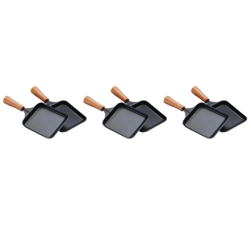 6 puidust ristkülikukujulist pannikest raclette'i jaoks 6 puidust ristkülikukujulist pannikest raclette'i jaoks